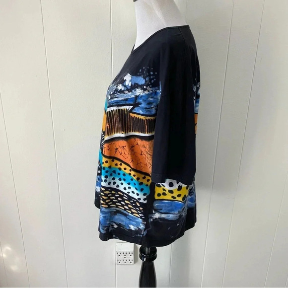 Woman’s Size XL Unbranded Art To Wear Abstract Tie Dye Colorful Waves Mountains - Picture 10 of 12